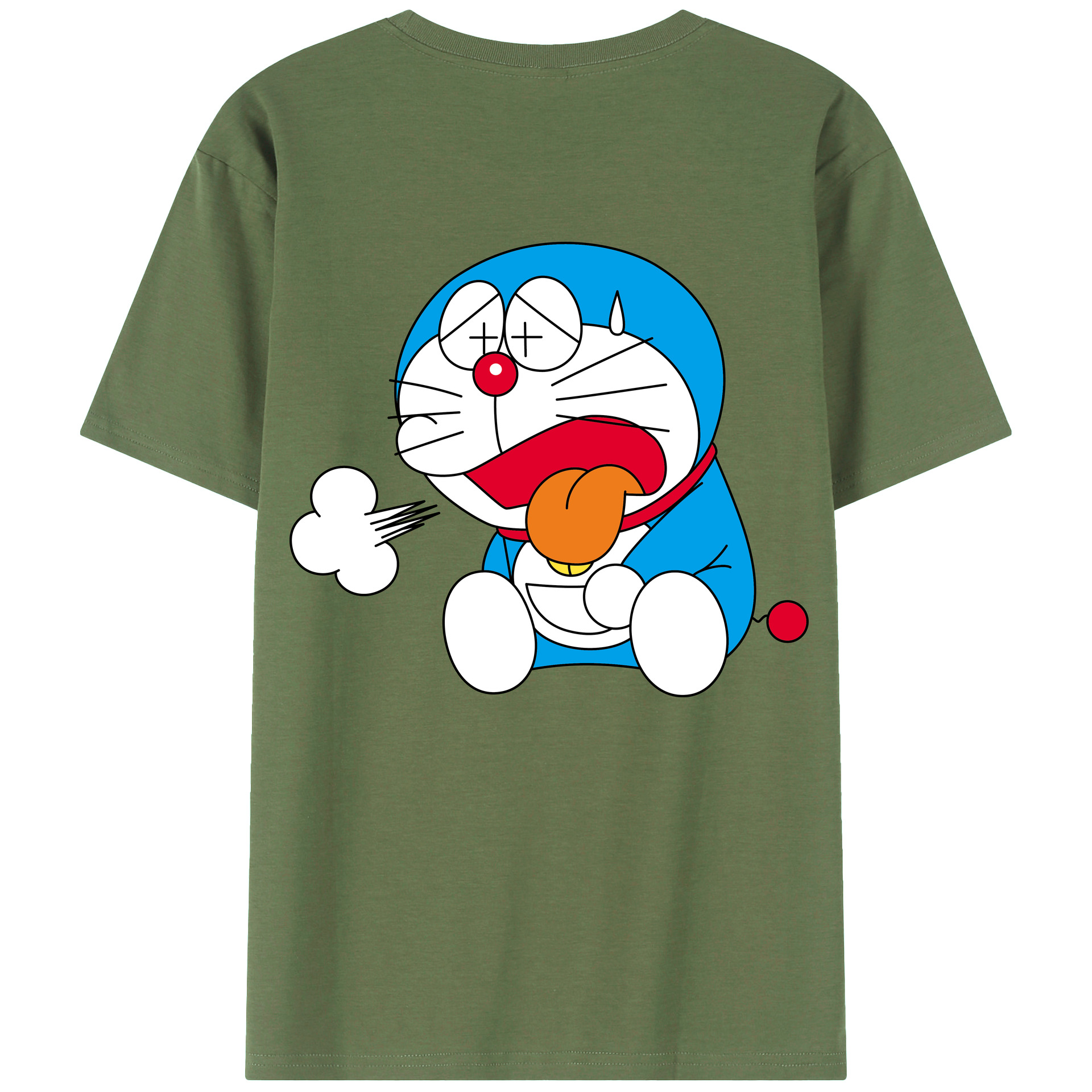 （画像用） ドラえもん Doraemon 綿100％ メンズ半袖Tシャツ（バックプリント） 通気性